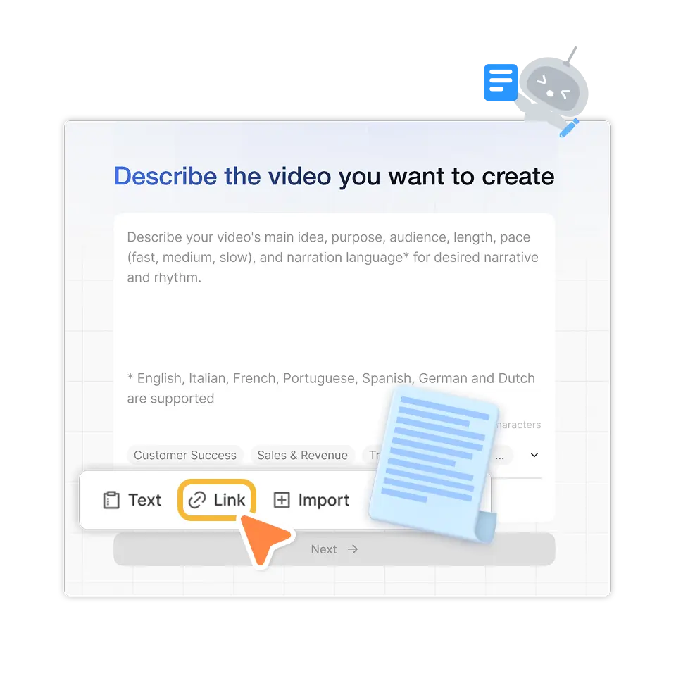 Select the Text option to quickly convert text into social media video content.